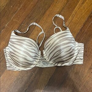 Ambrielle Zebra Print Bra - Cream and Brown
